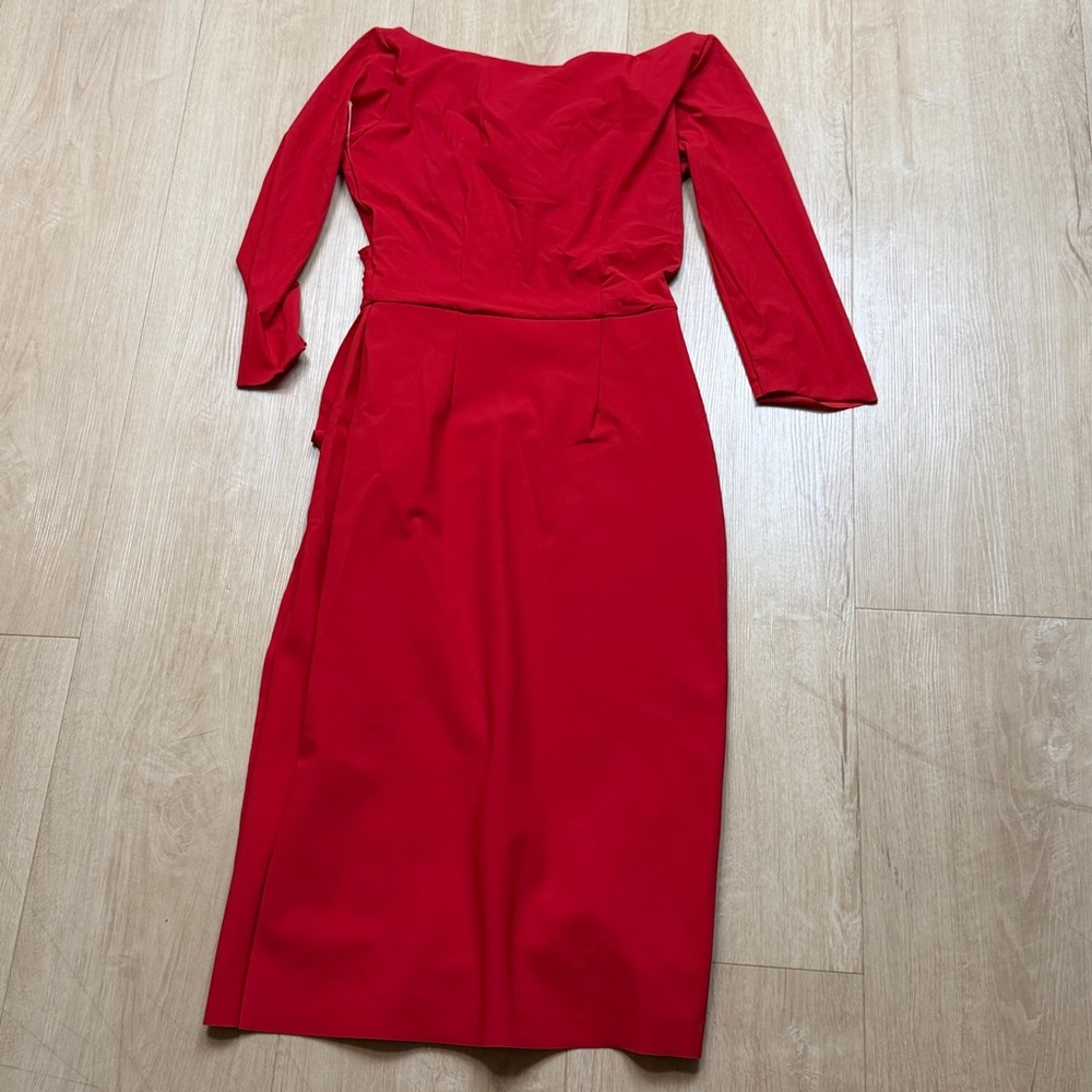 Chiara Boni FLORIEN DRESS Red Midi Dress, SIZE 8 - Picture 5 of 9